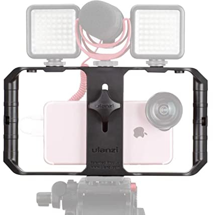 ULANZI U-Rig Pro Smartphone Video Rig Stabilisator Griff mit Stativanschluss für Handy Filmemacher Universal für iPhone und Samsung, Schwarz