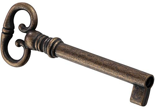 Gedotec Chiave a mappa per mobili e cassetti, anticata, in metallo marrone scanalato, Haydn, 1 pezzo, lunghezza della penna: 38 mm, chiave a mappa colorata, chiave di riserva per serrature dei mobili
