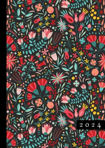 2024: Terminkalender mit Uhrzeiten 5 bis 23h Tag | 1 Woche auf 2 Seiten mit Zeit | A4 Wochenplaner mit Zeiteinteilung | Kalenderbuch Planer Organizer ... Jahresplaner | Soft-Cover Blumen Muster