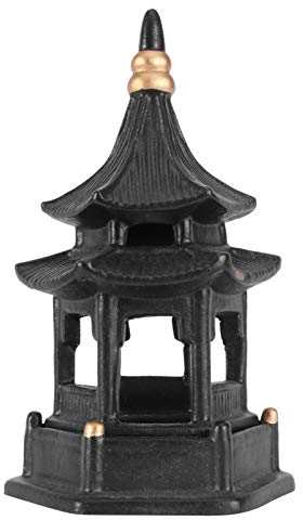 PRETYZOOM Japanischen Mini Statue Zen Garten Dekoration Pagode Turm Hexagon Meditation Turm Statue Skulptur Ornament Aquarium Bonsai Teich Landschaft Hof Deko Schwarz