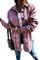 YMING Femme Veste De Bûcheron Carreaux Avec Boutons Manches Longues Veste Chemise Oversize Mode Foncé Rose XL