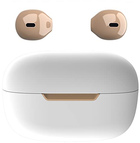 eleror Invisible Wireless Blue Tooth Earbuds Mini Earpiece Small Ear Buds Semi in-Ear Headphone Touch Control for Work, Home, Music, Audiobooks and Podcasts(Ivory)