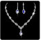 Wedity Hochzeit Kristall Halskette Ohrringe Set Braut Halsband Halsketten Blau Anhänger Schmuck für Frauen und Mädchen (Blau 1)