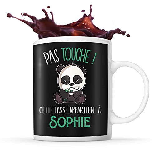 Planetee Tasse Sophie Pas Touche Panda | Mug Prénom Cadeau Anniversaire Humour