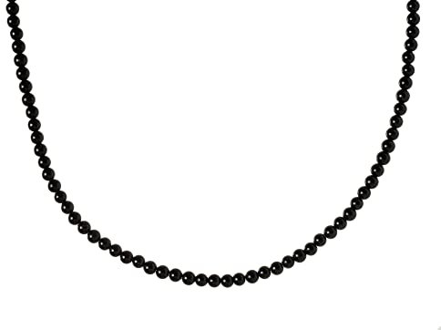 Turmalin Kette schwarz - Edelstein Kette - Steinkette - Kugelkette 4mm - Edelstein wählbar (Turmalin schwarz (Schörl))