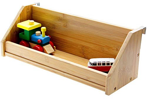 Woodquail Kinder Regal zum Aufstecken, Spielzeugregal, Aufhängen, Bücherregal, Nachttisch Nachtschrank, Nachtkonsole Bettablage, aus Natürlichem Bambus (Natür, Clips 26mm)
