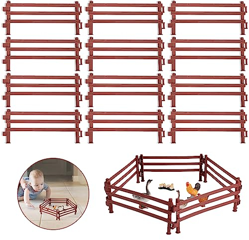KERANEET 40 Stück Pferdezaun Spielzeug Pferd Corral Fechten Zubehör Spielzeug Mini Pferd Corral Zaun Pferde Zubehör Koppel Spielzeug Kunststoff Farm Zaun für Kinder Micro Landschaft Deko