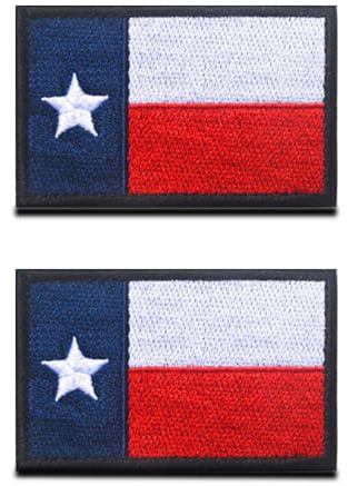 2 St. USA Texas Staat Flagge Patch - Taktisch Nationales Emblem, Bestickter Aufnäher mit Verschluss, Militär Bänder für Reisen Rucksäcke Kleidung Uniform Weste Jersey