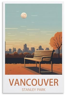 Vancouver Stanley Park, Vintage-Reiseposter, Querformat, 30 x 45 cm, Leinwand-Kunst-Poster für Wohnzimmer, Dekoration, Gemälde für Heimdekoration
