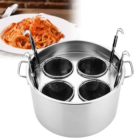 ZIXIAOS Cooking Pots, Commercial Stainless Steel Pasta Pot Cooker Insert Set, Stainless Steel Pasta Cooker Set with Divider and Colander Strainer for Pasta, Noodles, Veggies,4-A