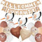 YBwanli Willkommen Zuhause Baby Deko,Storch Geburt Für Draussen, mit Niedlich willkommen Girlande,3 Stück Storch zur Geburt,herzförmige Folienballons,Beige weiß braune Luftballons,Welcome Home Baby