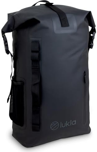 Lukla - Premium 25L Waterproof Black Dry Bag Backpack with Inner Laptop Sleeve & Waterproof Phone Case. Roll-Top Closure Made for All Watersports Activities, Hiking, Cycling & Commuting