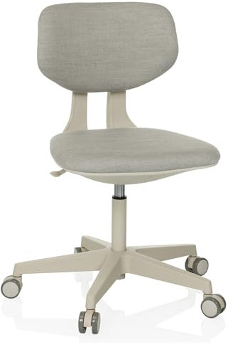 hjh OFFICE Kinderdrehstuhl mit höhenverstellbarer Rückenlehne Kid Classic Mitwachsender Schreibtischstuhl für Kinder von 6-12 Jahre, Grau