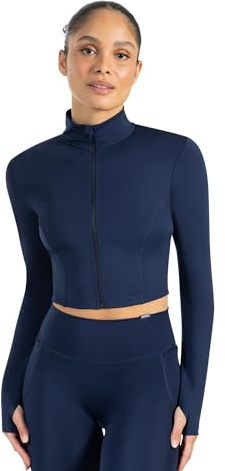SMILODOX Crop Jacke Damen Nilai, figurbetonte Sportjacke mit Stehkragen, Frontzipper & Daumenlöchern, Funktionsjacke, ideal für Alltag, Training, Athleisure, Fitness, Yoga & moderne Activewear