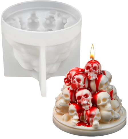 Stampi Silicone Halloween per Candele, Stampo in Silicone 3D a Forma di Teschio, Resina Epossidica, Sapone, Gesso e Cemento, Stampo Teschi, Decorazioni Fai da Te e Artigianato, Accessori Halloween