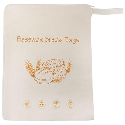 Sac à pain en cire d'abeille, avec fermeture éclair, conservation de la fraîcheur biologique, congélateur de stockage de pain fait maison | pour comptoir de cuisine, congélateur, maison, camping