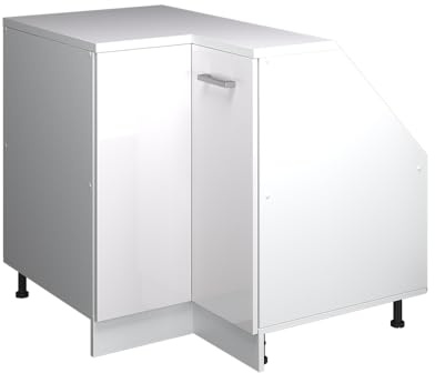 Vicco Eck-Küchenschrank für Dachschrägen R-Line, Weiß Hochglanz, 75.6 cm mit 1 Tür, Schrankkorpus 60 cm Tiefe, zur freien Kombination innerhalb modularer Küchensysteme