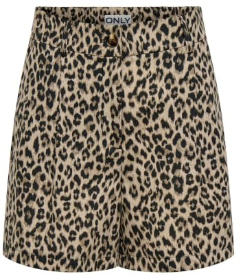 ONLY Damen High Waist Shorts Kurze Hose Sommershorts mit Leopardenmuster ONLEmmia