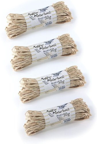folia 901004 - Raffia-Naturbast 4 Stück, natur