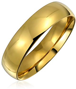 Bling Jewelry Dome Comfort Fit Ehering für Paare für Männer für Frauen 14K vergoldeter Edelstahl 5MM
