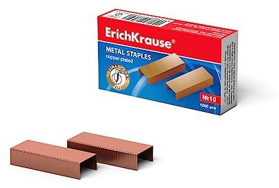 Heftklammern No 10 Verkupfert 1000 Stück - Extra scharfe & starke Klammern mit Verleimung - Rostfreie Tackerklammern aus Metall für Büro Schule Hobby