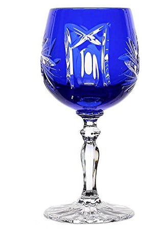 CRISTALICA Likörglas Likörkelch Wodkaglas Schnapsglas Schleuderstern Blau 60 ml Handgeschliffen Kristallglas