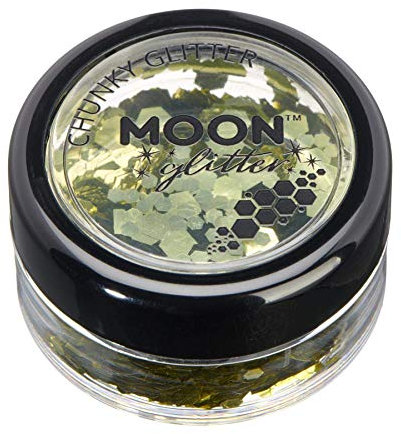 Classic Chunky Glitter by Moon Glitter - Gold - Cosmetic Festival Makeup Glitter for Face, Body, Nails, Hair, Lips - 3g