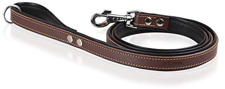 Michur Minimo Leine, Hundeleine Leder, Lederleine Hund, PASSEND ZUM Halsband Minimo, Braun, Leder