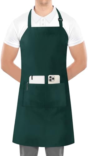Utopia Kitchen - Grembiule regolabile con 2 tasche - Cinghia del collo regolabile con cravatte extra lunghe