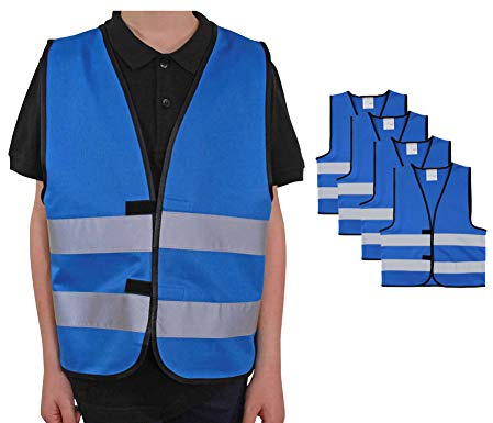 4business 4 x Signalweste für Kinder blau Größe S