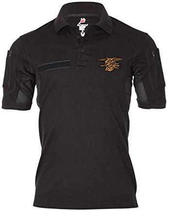 Copytec Tactical Poloshirt Alfa Seals Us Navy Wappen Abzeichen Trident Emblem United States Elite Einheit #20617, Größe:S, Farbe:Schwarz