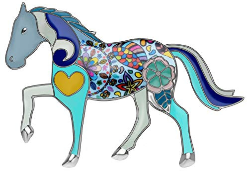 DUOWEI Süße Emaille Herz Pony Pferd Brosche Pins Schal Revers Kleidung Dekoration für Damen Mädchen Schmuck Geschenke