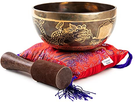 Himalayan Bazaar - Juego de cuencos tibetanos grandes para cantar, kit de terapia de baño de sonido de grado curativo maestro, útil para meditación, yoga, práctica holística