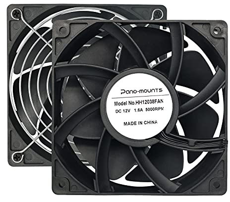 2-Pack 120mm 12V DC 12038 120mm x 38mm 4.72inch High Speed Dual Ball Bearing 4Pin Antminer Fan PWM High CFM Brushless PC Computer CPU Case Ventilation Exhaust Fan with Metal Guard Grill 3000-5000RPM