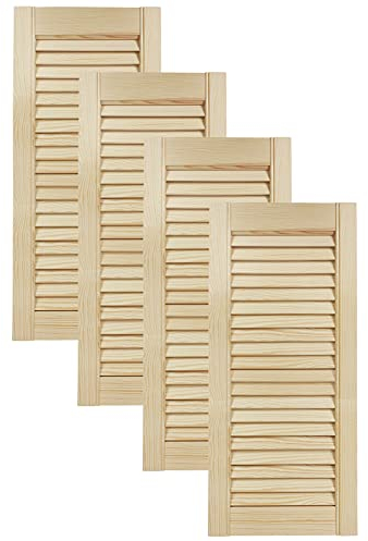 DecoMeister Lamellentüren aus Holz Massivholz Lamellentür Holztür Schranktür mit offenen Lamellen für Kleiderschrank Möbelfronten 294x690 mm 4-er Pack