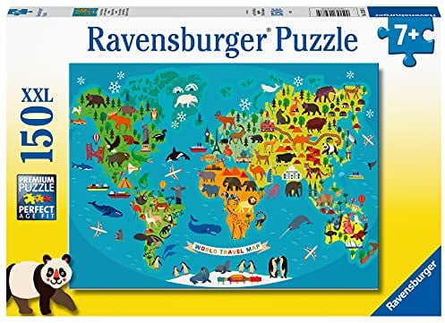 Ravensburger Animal World Map 150 Piece Jigsaw Puzzle for Kids Age 7 Years Up