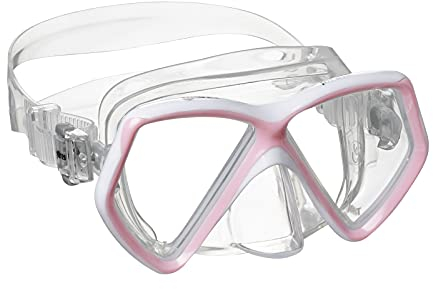 Mares - Masque Enfant Aquazone Pirate, Masque Snorkeling Enfant - Unisex, Rose/Blanche Transparent