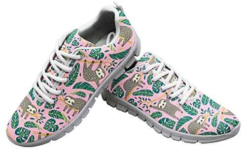 Dolyues 3D Tier Tropisch Faultier Drucken Damen Schnürschuhe Atmungsaktiv Sport Sportlich Gittergewebe Gehen Joggen Turnschuhe 43 EU