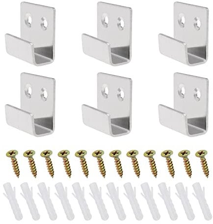 eMagTech 20PCS Ceramic Tile Display Bracket Stainless Steel Wall Mount Heavy Duty Hook Board Holder for Hanging Picture Mirror 16mm Groove Inner Width Silver