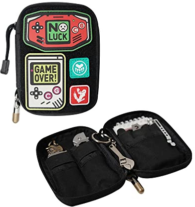 Mighty EDC Pocket Organizer for Men,Nylon Multitool Pouch with Detachable Patch Pocket | Compact Utility Organizer for EDC Gear & Tools (Black-04)