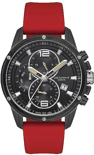 Lee Cooper Herren-Armbanduhr mit Quarzwerk, Multifunktionsanzeige und Silikonarmband – LC07423.658, Grau, Titan, Armband