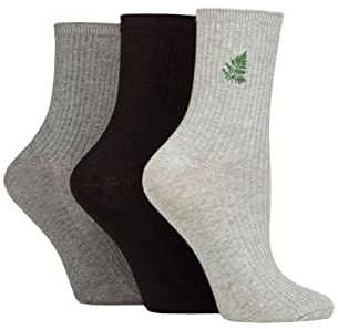 SockShop Wildfeet Ladies Embroidered Socks - Ribbed Cotton Socks in a Multipack of 3 Pairs Size 4-8 for Casual Everyday Wear
