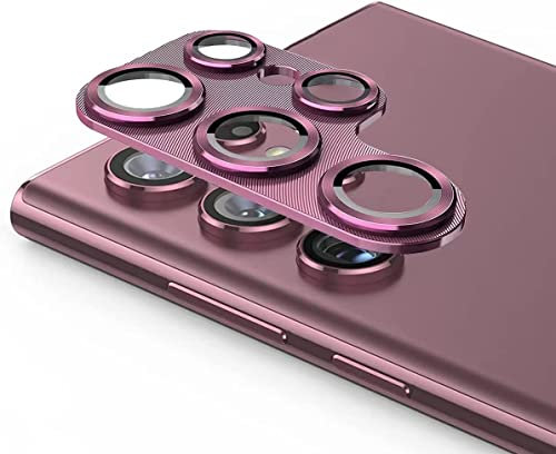 Jewloofa Caméra Protection pour Samsung Galaxy S23 Ultra, Alliage Aluminium Caméra Arrière Protecteur, Anti-Rayures, Caméra métal Protecteur pour Samsung Galaxy S23 Ultra -Rose
