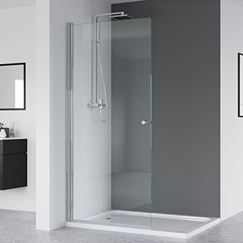 IMPTS walk in dusche 90x185 glas Duschwand Duschabtrennung | Nische Dusche Schwingtür Pendeltür Duschkabine Rahmenlos mit 6mm Sicherheitsglas, OHNE Duschwanne