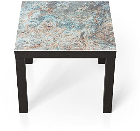 DEQORI Glastisch | schwarz klein 55x55 cm | Motiv Verfärbter Stein | ausgefallener Beistelltisch aus Glas | Hochglanz Couchtisch fürs Wohnzimmer | moderner Couch Tisch mit Design