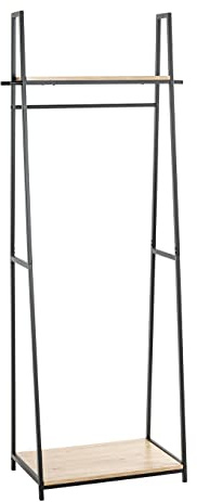 HAKU Standgarderobe Eiche hell, schwarz, MDF, Metall - Maße: B 68 x H 166 x T 40 cm, Style: Modern