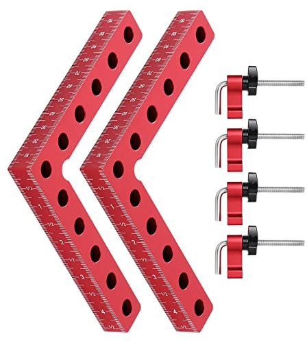 Knpwer 2 Pcs Équerres de Positionnement à 90 Degrés en Alliage d'Aluminium 12 x 12 cm,Bloc de Positionnement à 90 Degrés,Pince d'angle type L 90°,Carré de Serrage d'angle en Alliage d'aluminium