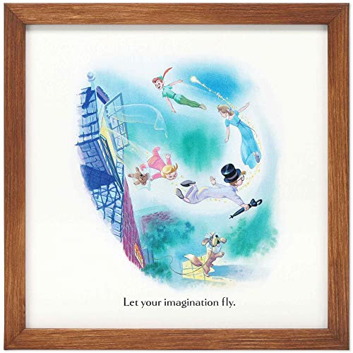 Disney Peter Pan Goldenes Buch, gerahmt, Holz, Wanddekoration, Storybook, Illustration, Peter Pan Wandkunst für Kinderzimmer oder Kinderzimmer