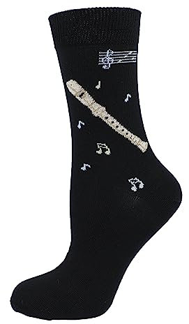 Musikboutique Musik-Socken mit eingewebter Blockflöte und Noten, 1 Paar (DE/NL/SE/PL, Numerisch, 39, 42, Regular, Regular)