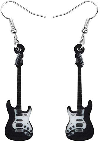 YAYAKO Acryl Bass Gitarre Ohrringe baumeln Statement Schmuck Violine Ohrringe für Frauen Mädchen Musik Geschenke Charms (Schwarz Guitar Ohrringe)
